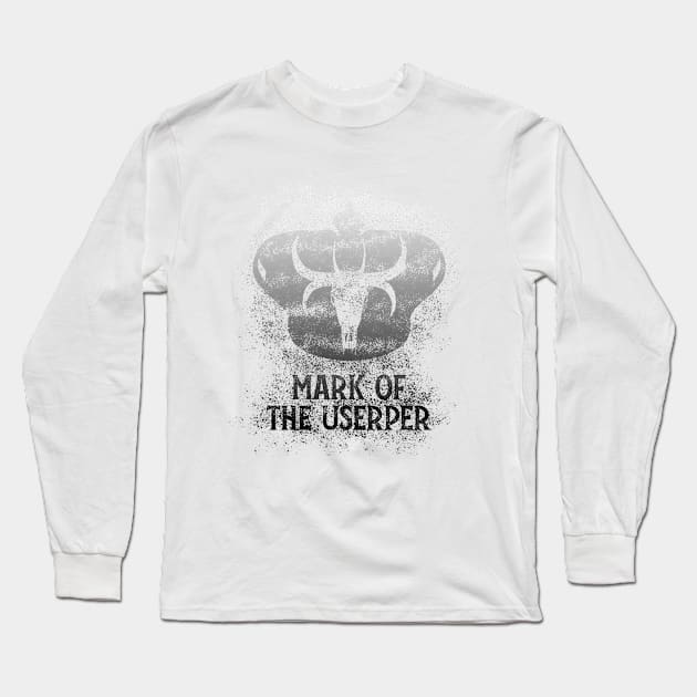 Mark of the Usurper (Black & White W/Text) Long Sleeve T-Shirt by McNerdic